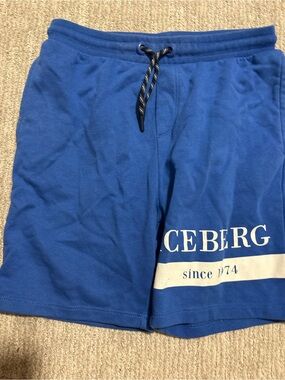 Iceberg Royal Blue Logo Drawstring Athletic Shorts boys men’s size 14 S